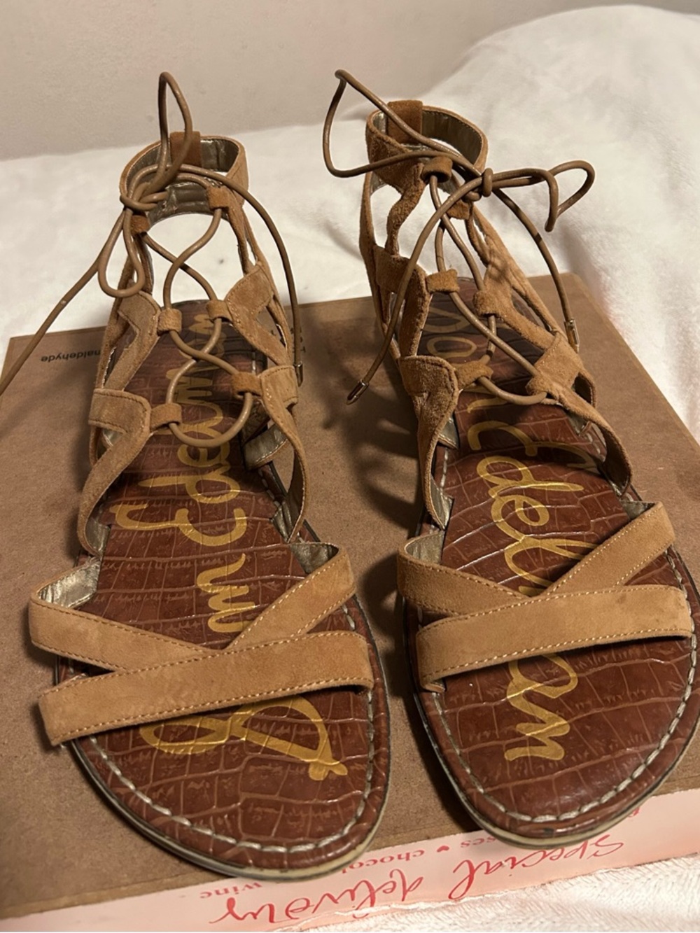Sam Edelman Tan Lace-Up Gladiator Sandals size 8 women’s